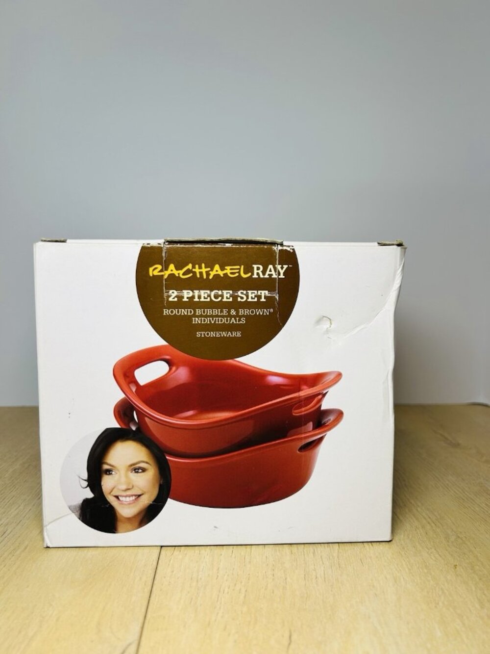 Rachel Ray 2-Piece Bubble & Brown Oven Round Bakeware Set Red - Picture 3 of 8